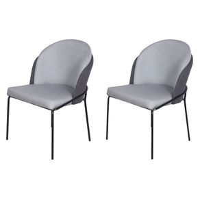 Kit 2 Cadeiras Denali Nevada Or Design Revestimento em Tecido Cinza Base Aco Pintado Preto